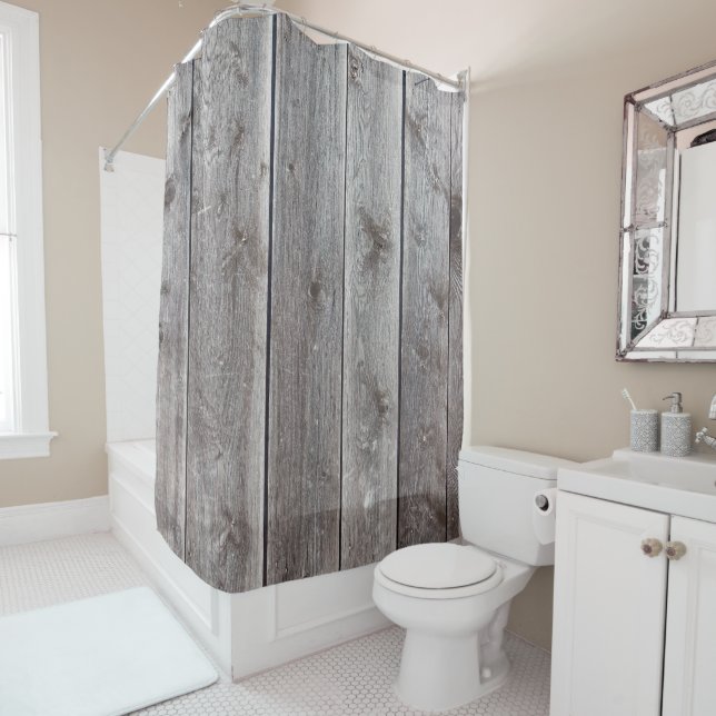 Cool Wood look Rustic Shower Curtains Customisable (In Situ)