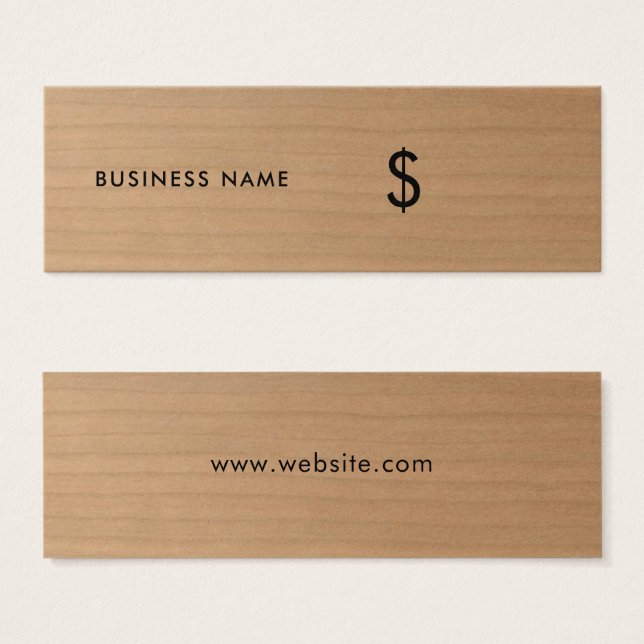 Cool Wood Print Brown Price Tag (Front & Back)