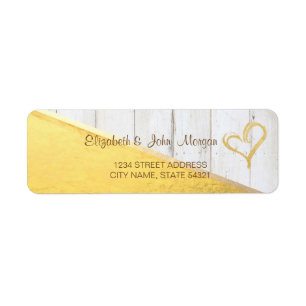 Cool Wood Texture Gold Glitter Heart Address Label
