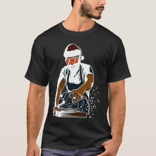 Cool Woodworker Handyman with Santa Hat T-Shirt