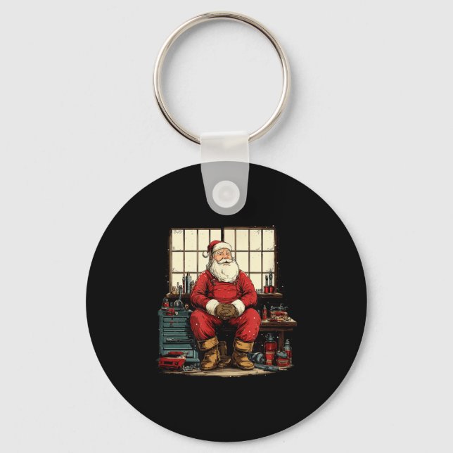 Cool Workshop Santa Claus With Wrenches Tool Costu Key Ring (Front)