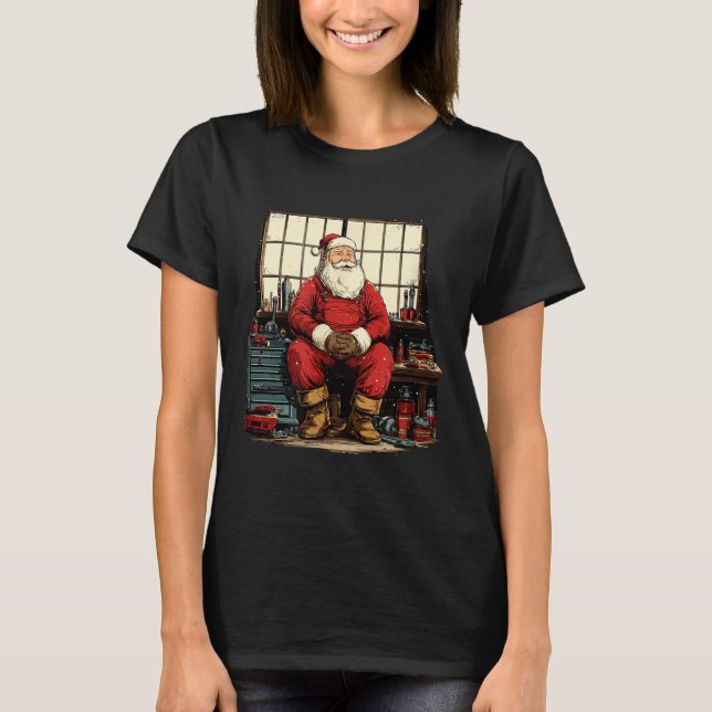 Cool Workshop Santa Claus With Wrenches Tool Costu T-Shirt (Front)