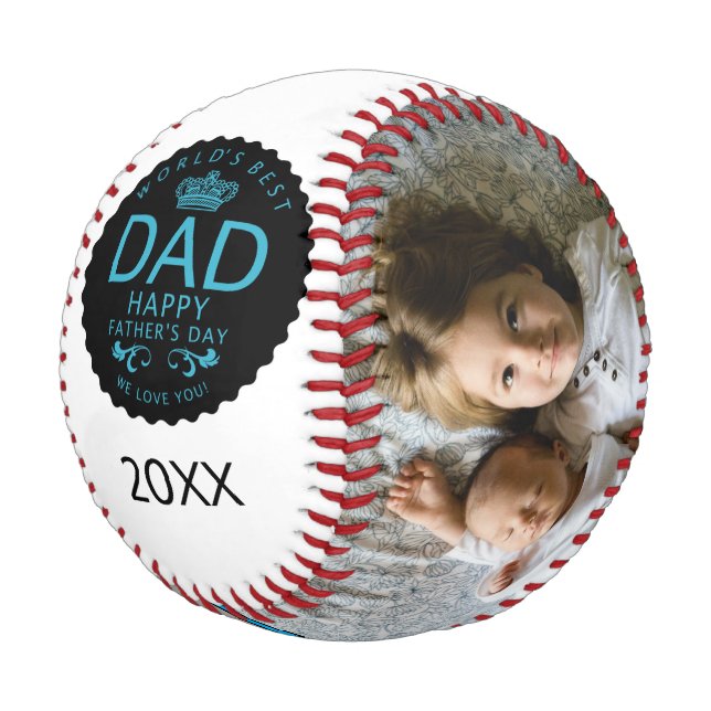 Cool Worlds Best Dad Fathers Day Photo Baseball (Angled)
