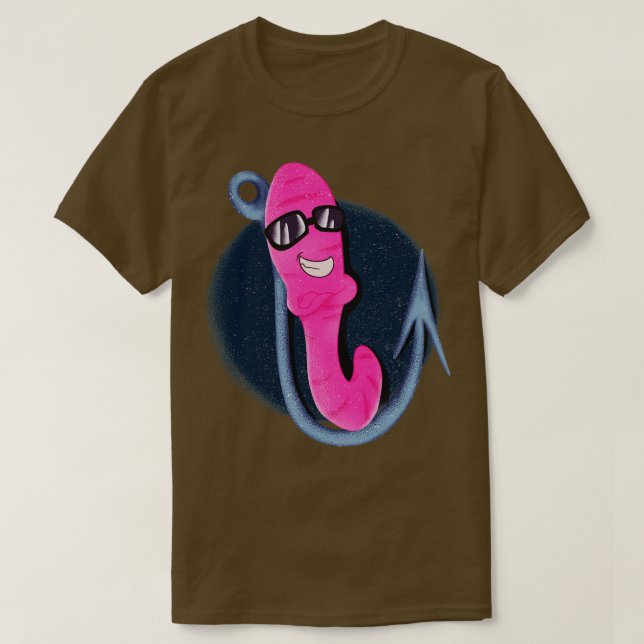 Cool Worm Fishing Hook Bait Angler T-Shirt (Design Front)