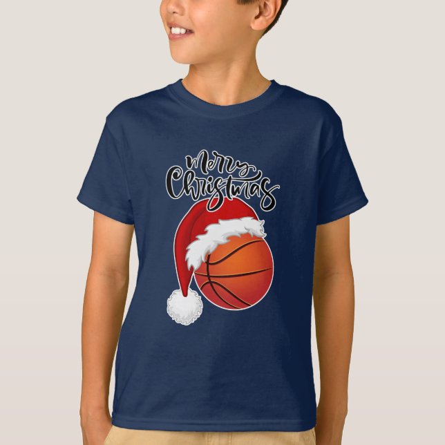 Cool Xmas Basketball fan design Merry Christmas T-Shirt (Front)