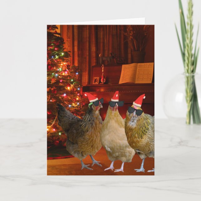 Cool Xmas Chickens Holiday Card (Front)