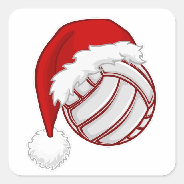 Cool Xmas Volleyball fan design Merry Christmas Square Sticker (Front)