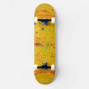 Cool Yellow Aesthetic Art Skateboard