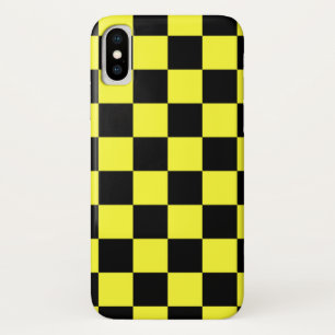 Cool Yellow and Black chequered pattern iPhone X Case