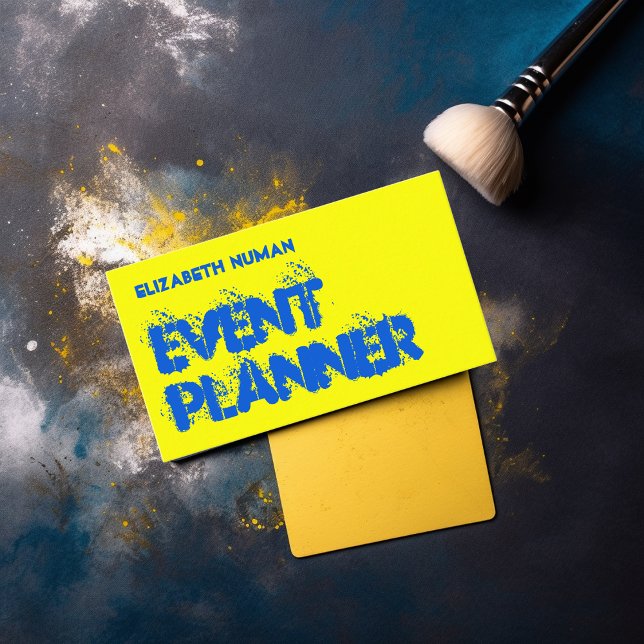 Cool Yellow and Blue Grunge Typography Business Ca Card (Creator Uploaded)