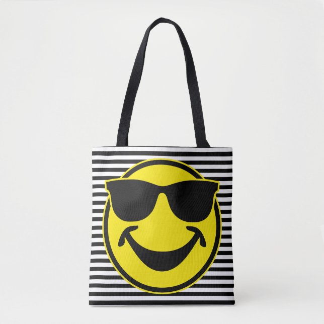 Cool yellow & black narrow stripes tote bag (Front)