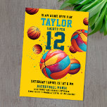 Cool Yellow Colourful Basketball Sport Birthday  Invitation<br><div class="desc">Score big with our cool colourful basketball birthday party invitation! Featuring a burst of vibrant basketballs against a sunny yellow backdrop, this invitation sets the stage for an energetic celebration. With big, bold sporty fonts, it's perfect for your kid's or teenager's birthday bash. Personalise it with your own text and...</div>