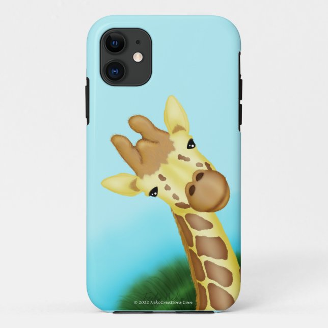 Cool Yellow Giraffe On Blue Background Case-Mate iPhone Case (Back)