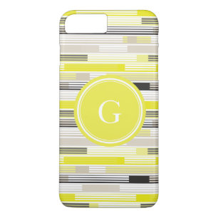 Cool yellow grey black stripes Custom Monogram iPhone 8 Plus/7 Plus Case