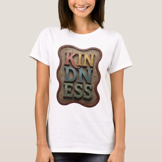 Cool Yellow KINDNESS Statement Design T-Shirt (Front)