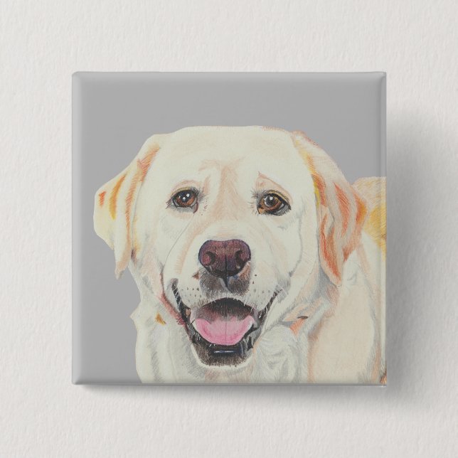Cool Yellow Lab Pin Button (Front)