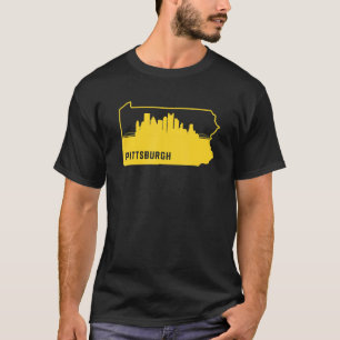 Cool Yellow Pennsylvania State Outline Pittsburgh  T-Shirt