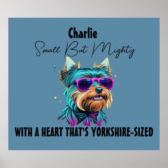 Cool Yorkie Dog with Sunglasses Personalise Poster (Front)