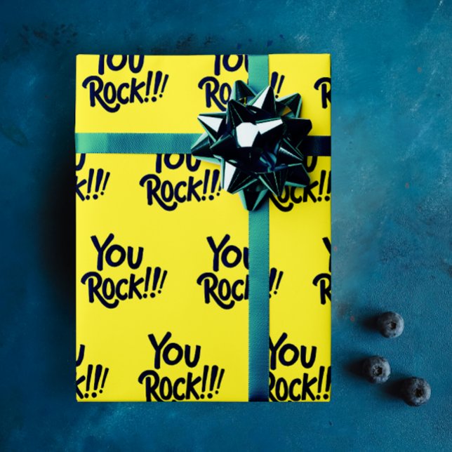 Cool You Black And Yellow Modern Typo Pattern   Wrapping Paper (Creator Uploaded)