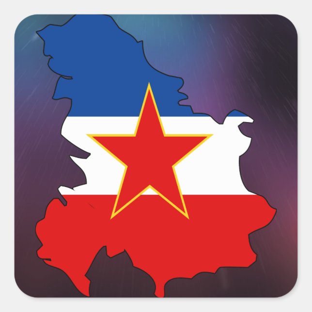 Cool Yugoslavia Flag Map Square Sticker (Front)