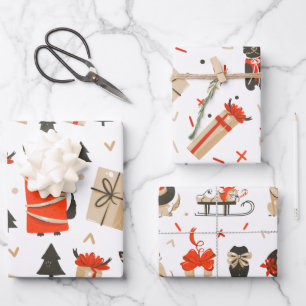 Cool Yule Mid-Century Christmas Holiday Wrapping Paper Sheet
