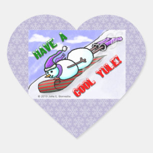 Cool Yule  Snowman Heart Sticker
