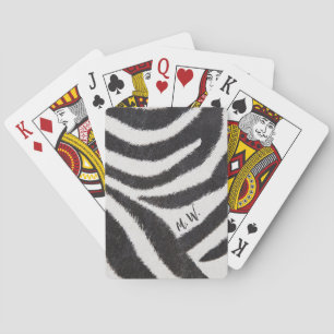 Cool Zebra Design Initial Monograms Classic Playing Cards