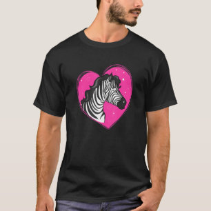 Cool Zebra Fuuny Hipster Zebra Animals   Heart Pin T-Shirt