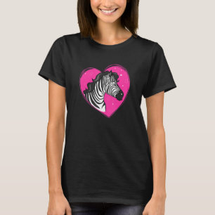 Cool Zebra Fuuny Hipster Zebra Animals Heart Pin T-Shirt