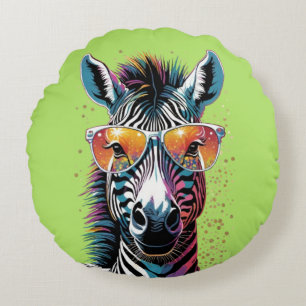 Cool Zebra Vibes Round Cushion
