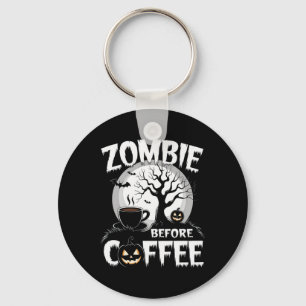 Cool Zombie Before Coffee Halloween Funny Key Ring