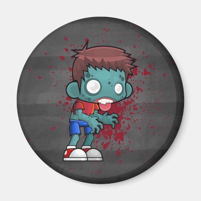 Cool Zombie Dude with Blood / Paint Splatter Magnet (Front)