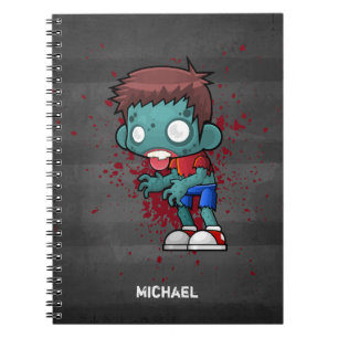 Cool Zombie Dude with Blood / Paint Splatter Notebook
