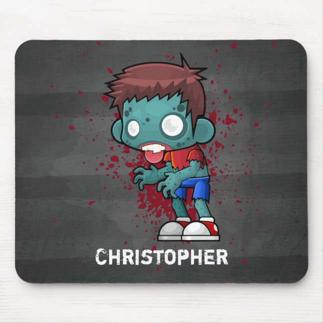Cool Zombie Guy with Blood / Paint Splatter Mouse Mat (Front)