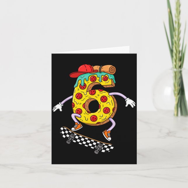Cool Zza Skateboard Lovers 6th Birthday Boys Girls Card (Front)
