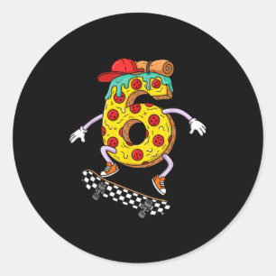 Cool Zza Skateboard Lovers 6th Birthday Boys Girls Classic Round Sticker