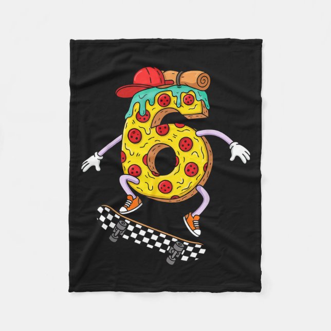 Cool Zza Skateboard Lovers 6th Birthday Boys Girls Fleece Blanket (Front)