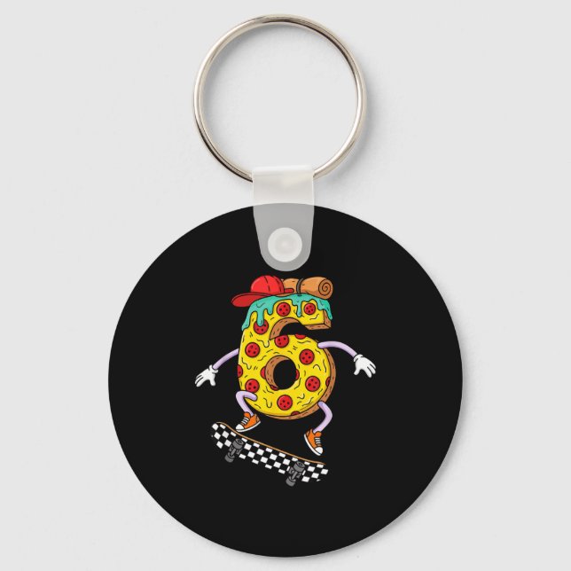 Cool Zza Skateboard Lovers 6th Birthday Boys Girls Key Ring (Front)