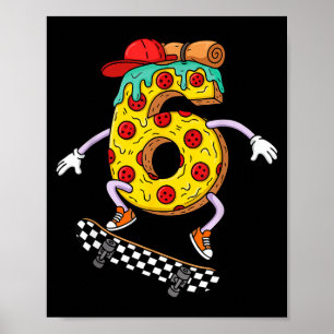 Cool Zza Skateboard Lovers 6th Birthday Boys Girls Poster