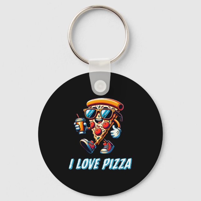 Cool Zza Slice Funny Food Lovers Kids Men And Wome Key Ring (Front)