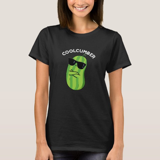 Coolcumber Funny Veggie Cucumber Pun Dark BG T-Shirt (Front)