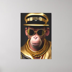 Cooler Affe mit Goldkette und Sonnenbrille Canvas Print