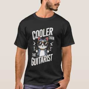 Cooler Than the Guitarist Funny Drummer Cat Design T-Shirt