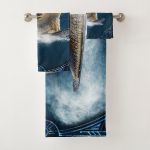 Cooler than the rest, the snowboarding snail. bath towel set