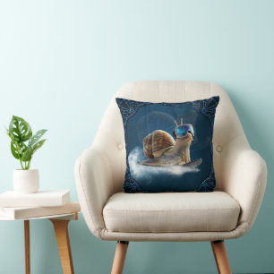 Cooler than the rest, the snowboarding snail. cushion