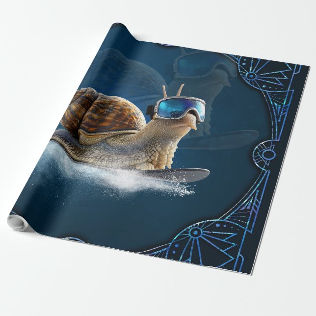 Cooler than the rest, the snowboarding snail.  wrapping paper (Unrolled)