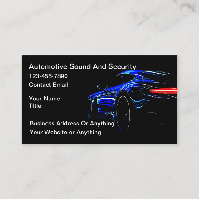 Coolest Automotive Audio And Security Business Card (Front)