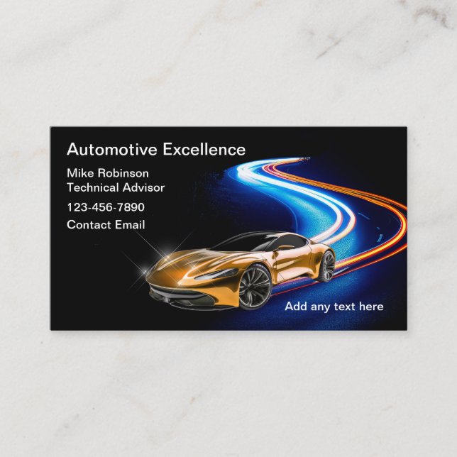 Coolest Automotive Services Business Cards (Front)