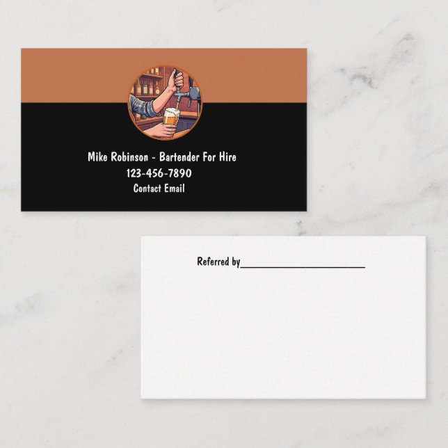 Coolest Bartender For Hire Theme Business Card (Front/Back)