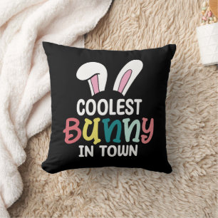 Coolest Bunny In Town Easter Bunny Rabbit Cushion